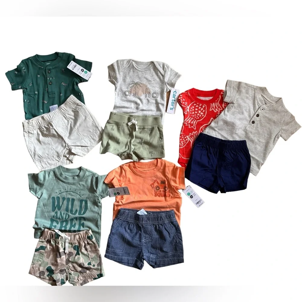 NWT Carters Summer Outfits Bundle Boys 3 Months Short Sets - Picture 1 of 1